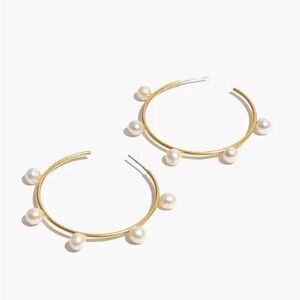 NWT! Madewell Gold Pearl Hoop Earrings